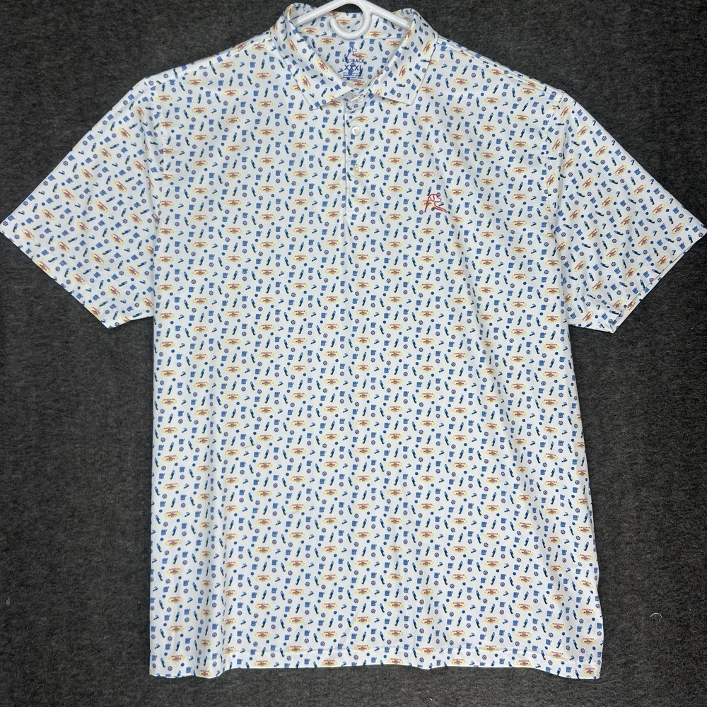 RHOBACK‎ Polo Shirt Men's 3XL White Las Vegas Activity casino print Wicking